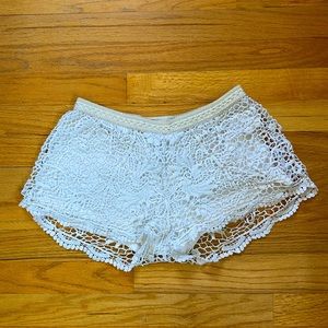 Lace shorts - white -floral